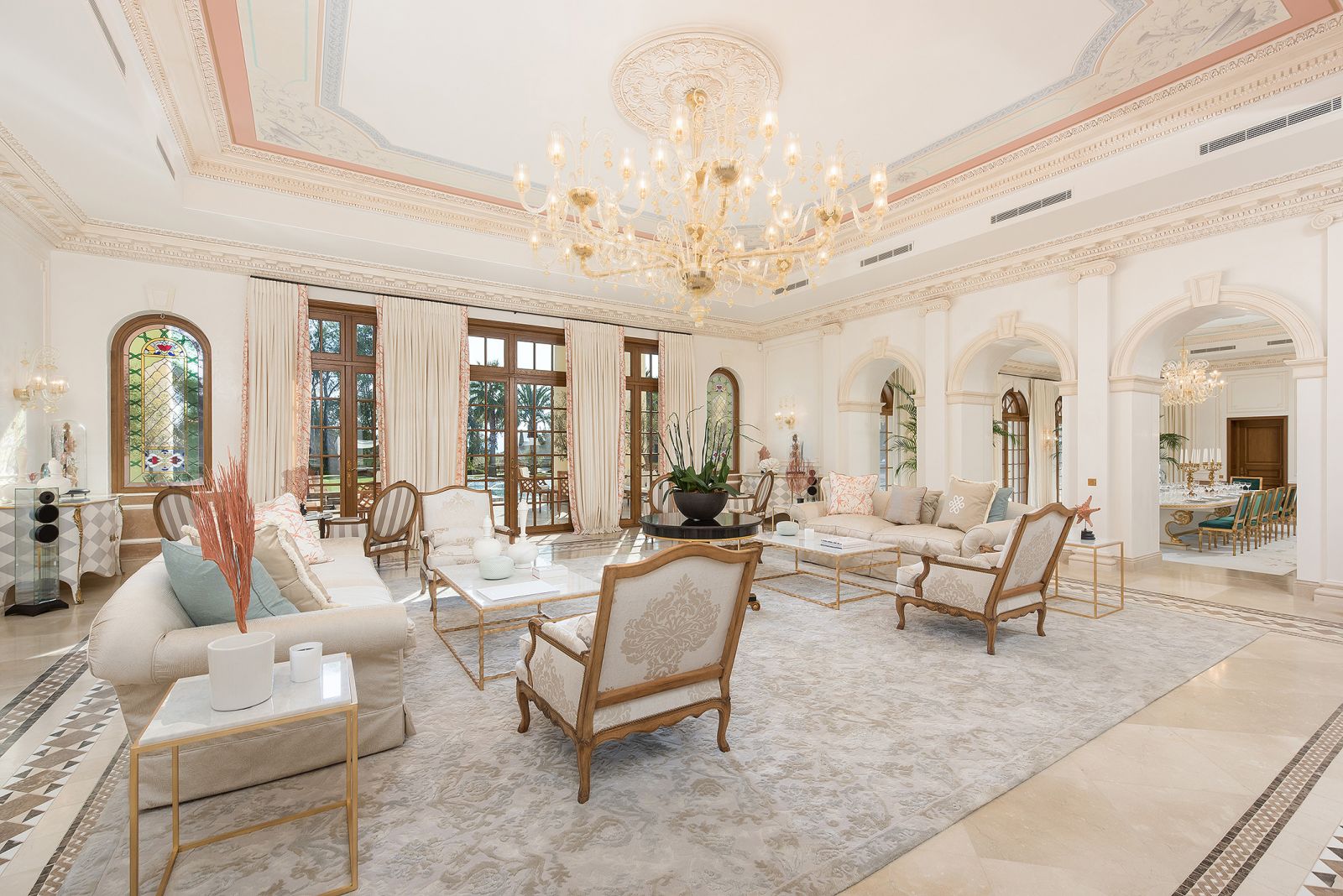 Palais Vénitien, extraordinary palatial property in Cannes, France | Triple living room | FINEST RESIDENCES