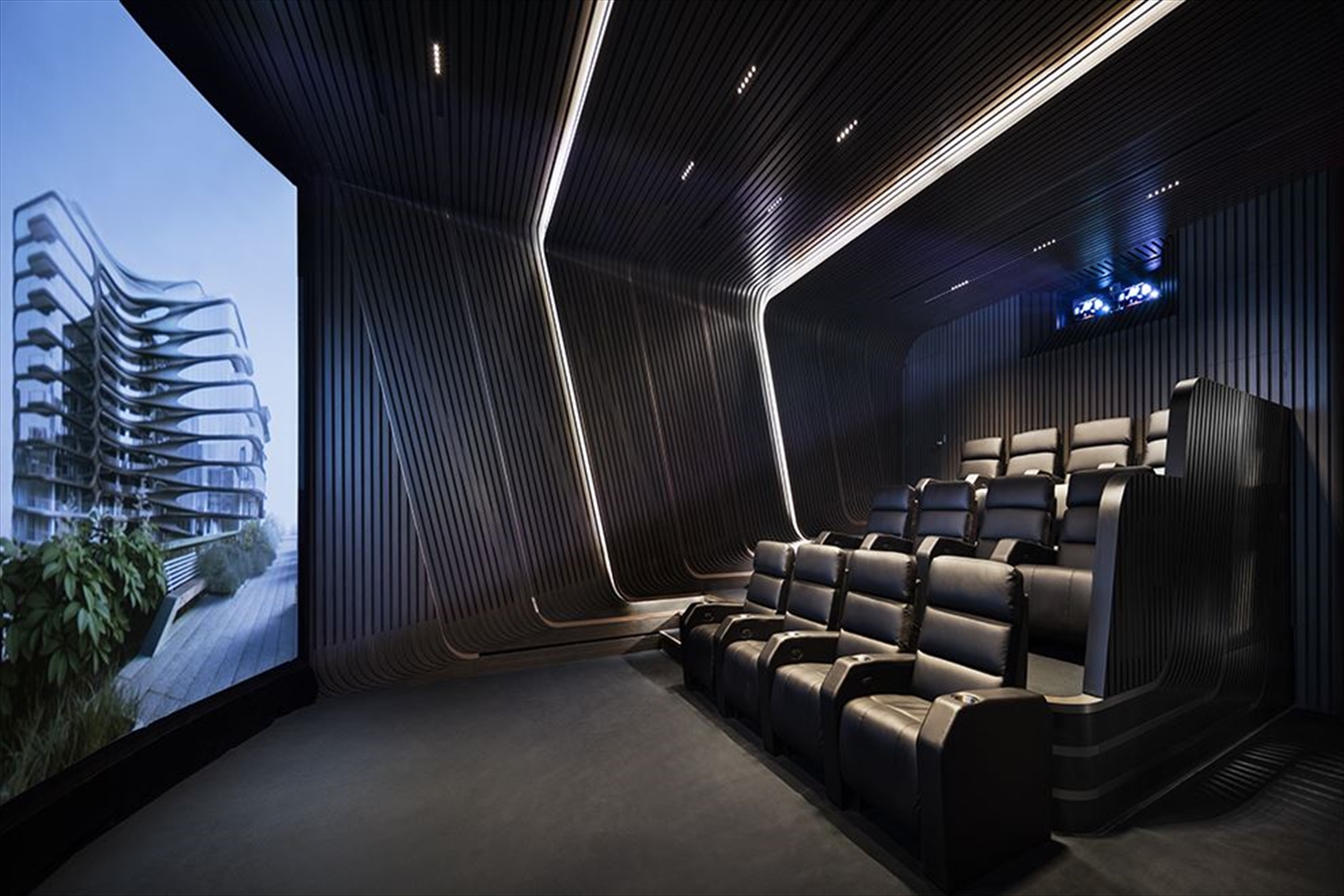 Zaha Hadid Penthouse, 520 West 28th Street, Chelsea, New York | The private IMAX theater | Corcoran | Finest Residences