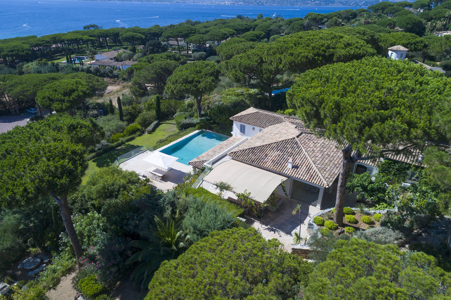 Luxury Property in Les Parcs de Saint Tropez, Côte d'Azur, France • Aerial View On The Villa | Listed by Bernard Corcos, CEO of Finest International | FINEST RESIDENCES