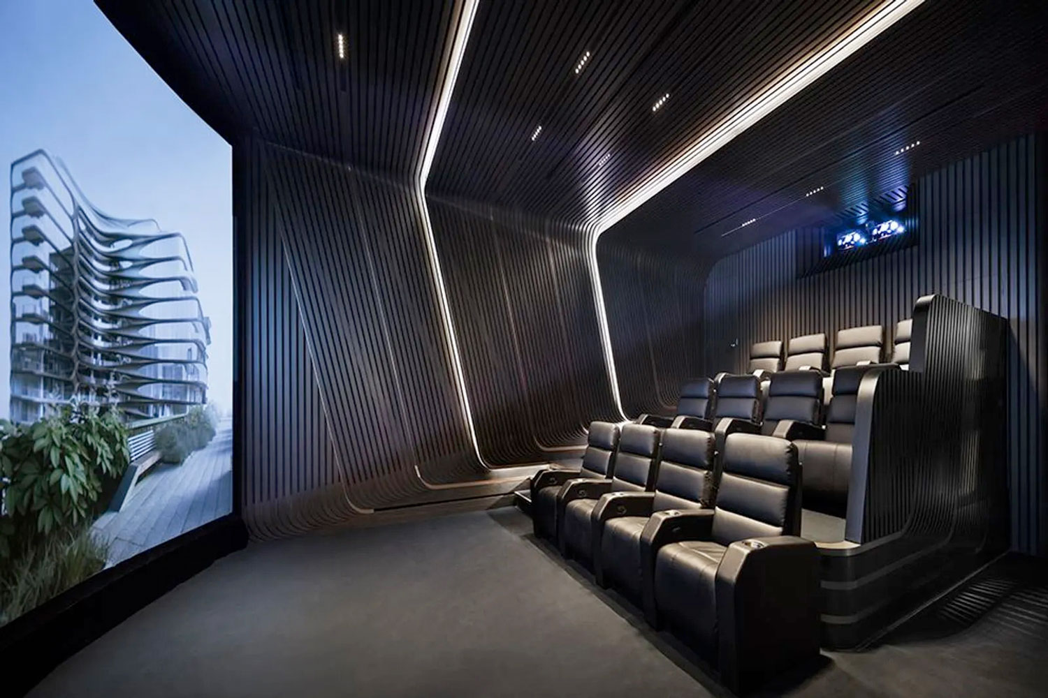 Zaha Hadid Iconic Residence, 520 West 28th Street, Chelsea, New York • Home Theatre | Corcoran • Finest Residences