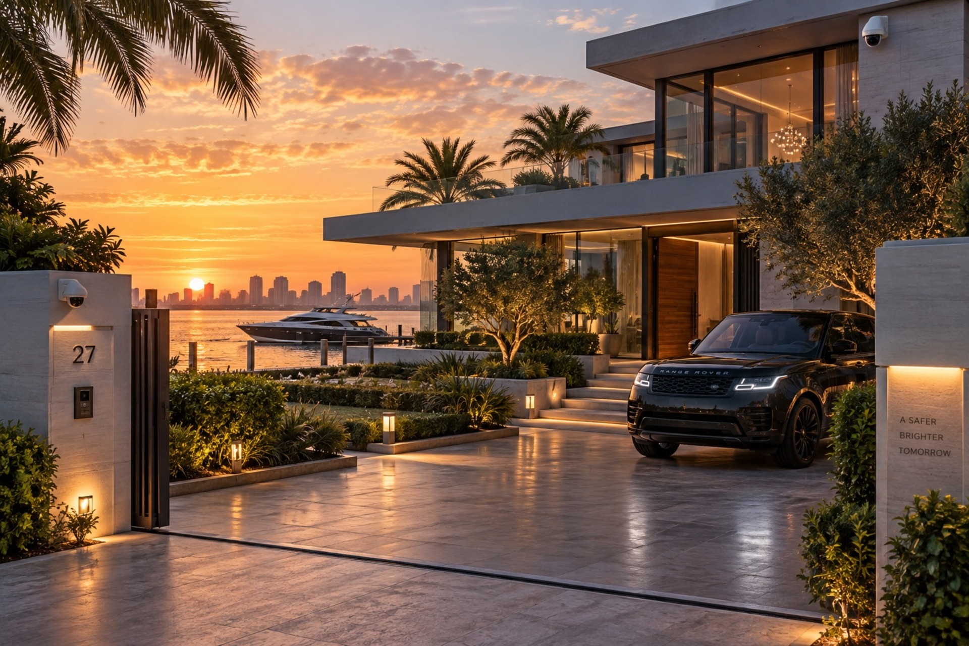 Luxury Home Insurance | Elegant contemporary waterfront villa protected by advanced security and risk management systems. | Finest Secrets | Finest Residences